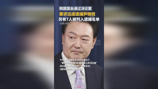 韩国国会通过尹锡悦迅速逮捕决议案，意义深远的影响