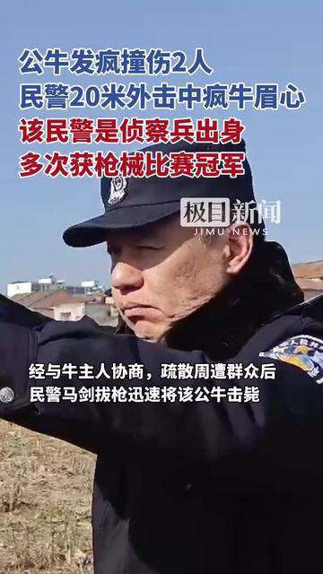 公牛伤人，民警果断射击，一枪命中眉心